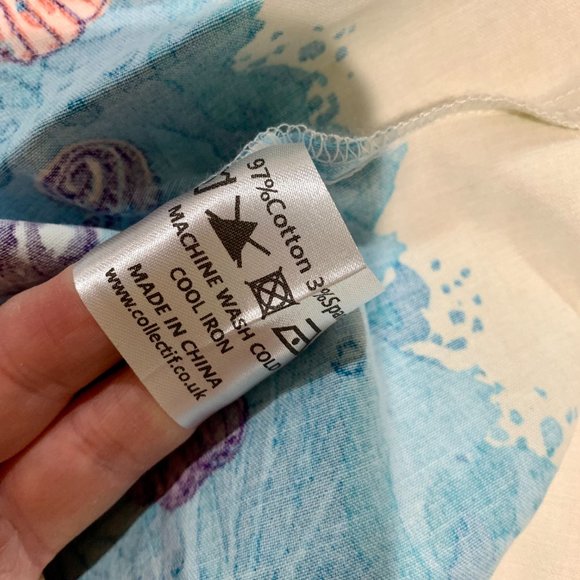 Collectif Retro Pinup Full Skirt Jasmine Seashell Border UK12/ US 8 MED NWT - Picture 14 of 15